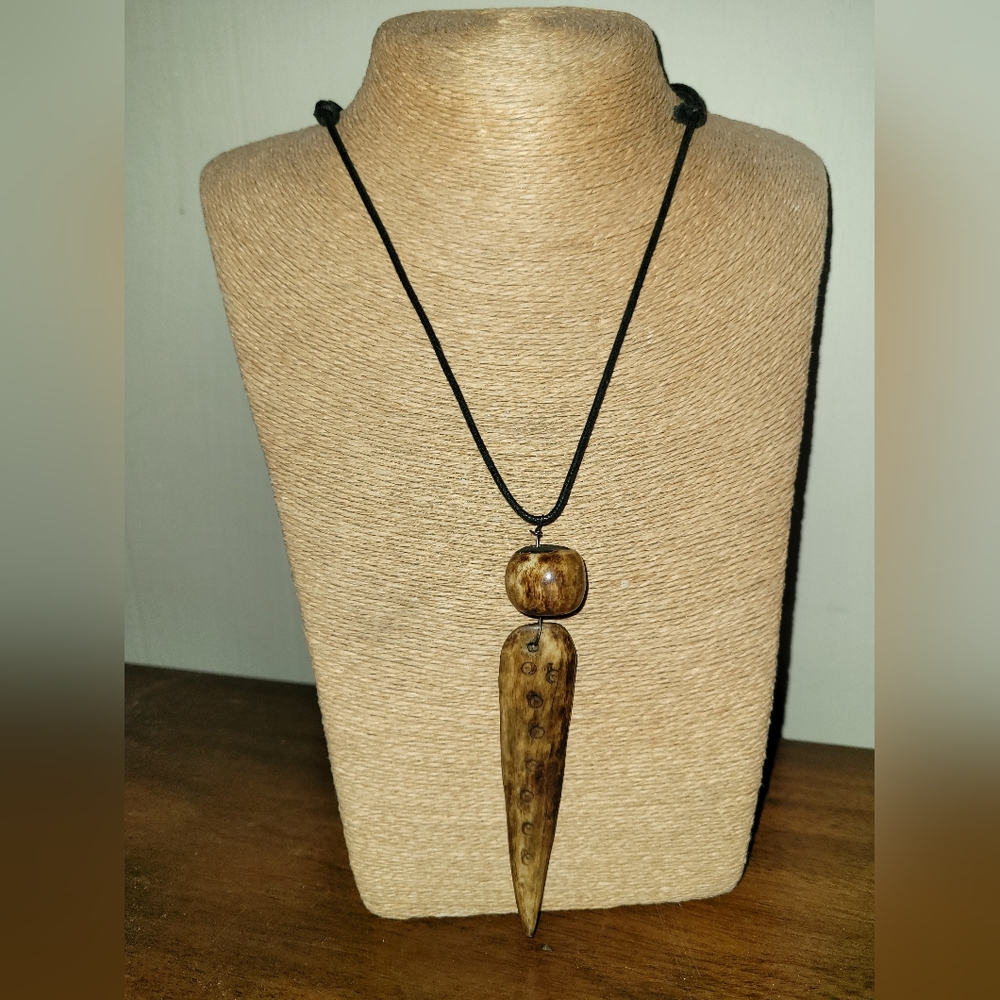  Vintage 1980s handcrafted Bone ornament natural organic ETNIC TRIBAL BOHO